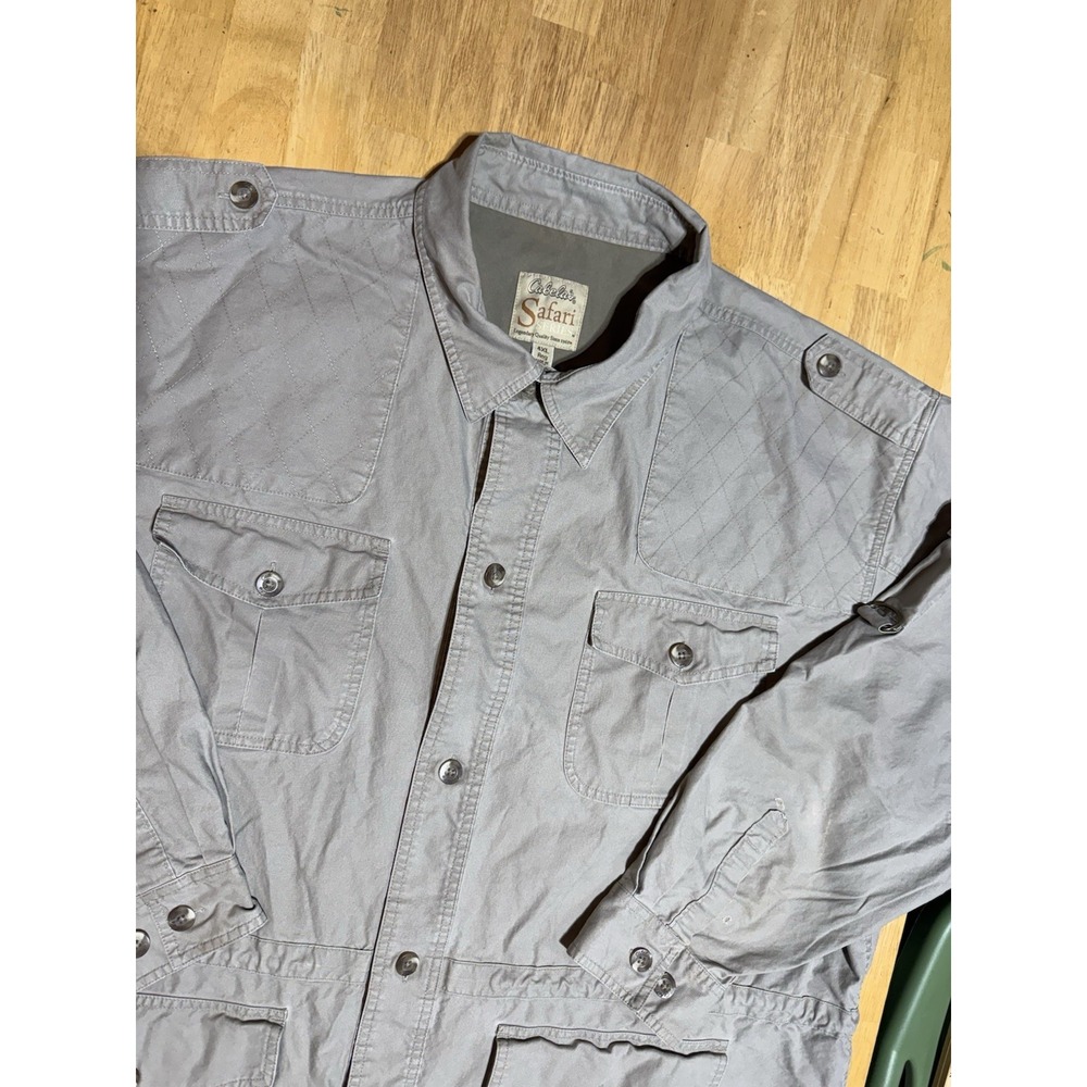 Cabela's Safari Series Jacket Mens 4XL Gray Africa Map Field Hunting Cotton